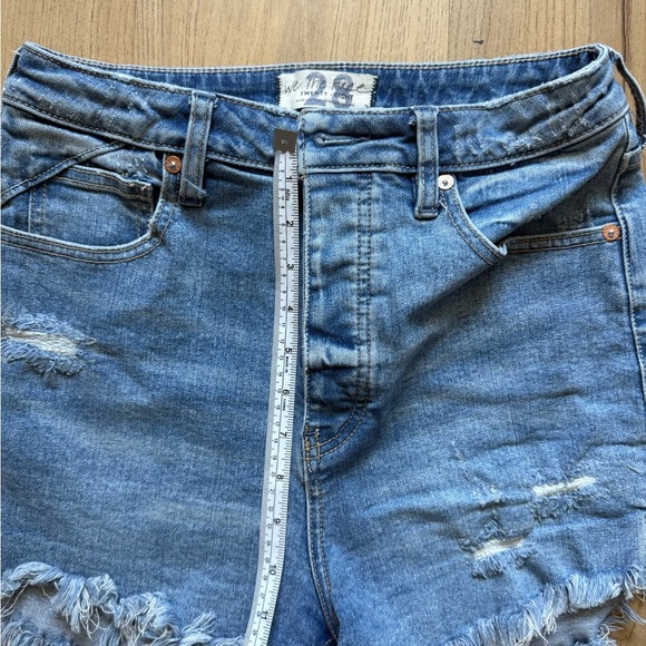 Distressed Blue Denim Women Shorts - Picture 2 of 4
